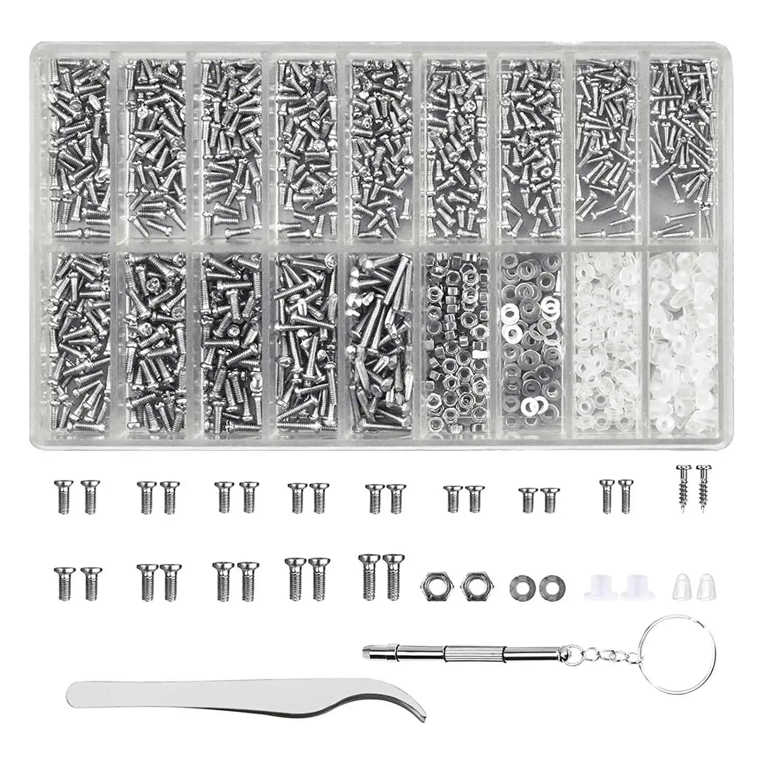 Glasses Repair Tool Kit 1000Pcs Glasses Screws and Nuts Assortment with Mini Screwdriver and Tweezer Screws Repair Kit
Glasses Repair Tool Kit 1000Pcs Glasses Screws and Nuts Assortment with Mini Screwdriver and Tweezer Screws Repair Kit