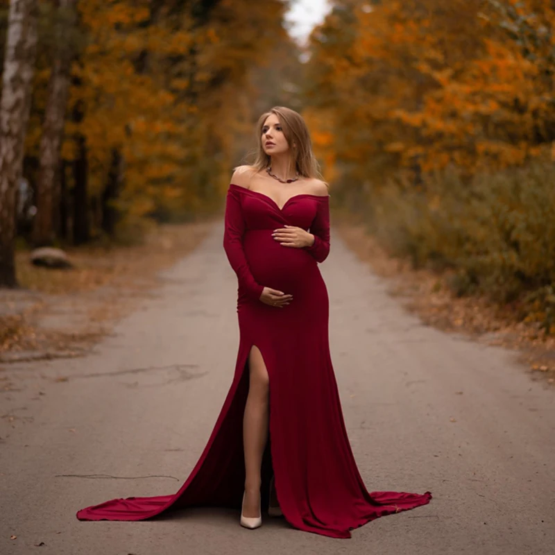 Sexy Shoulderless Maternity Dresses for Photo Shoot Maxi Gown Split Women Pregnant Photography Prop Long Pregnancy Dress Clothes
Sexy Shoulderless Maternity Dresses for Photo Shoot Maxi Gown Split Women Pregnant Photography Prop Long Pregnancy Dress Clothes