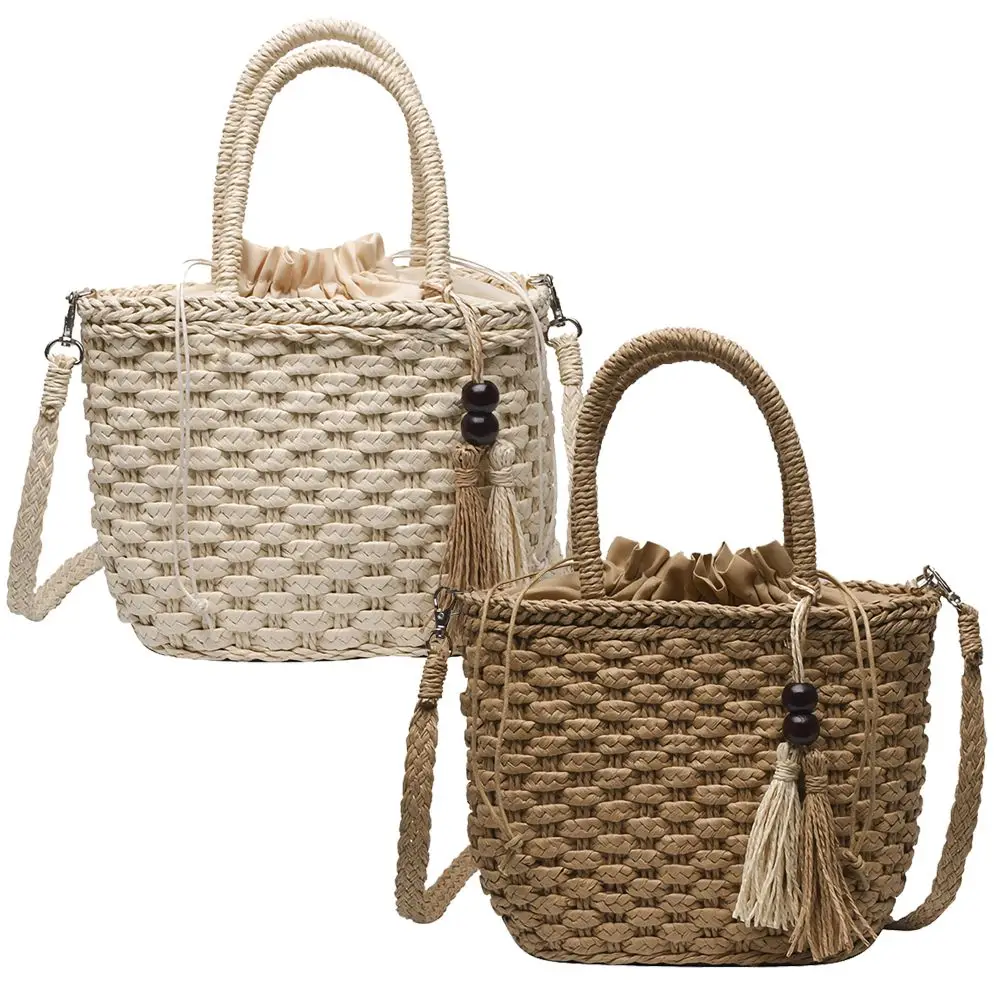 

2022 New Female Beach Handbags with Tassels , Fashion Summer Straw Woven Crossbody Bag , Handhold Design Women Straw Tote