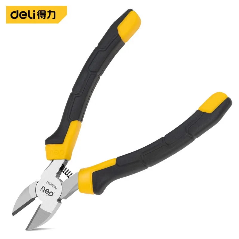 

Deli energy long nose pliers clamping pliers handle PVC plastic bags bolt cutters with spring 6 inch spring oblique nose pliers