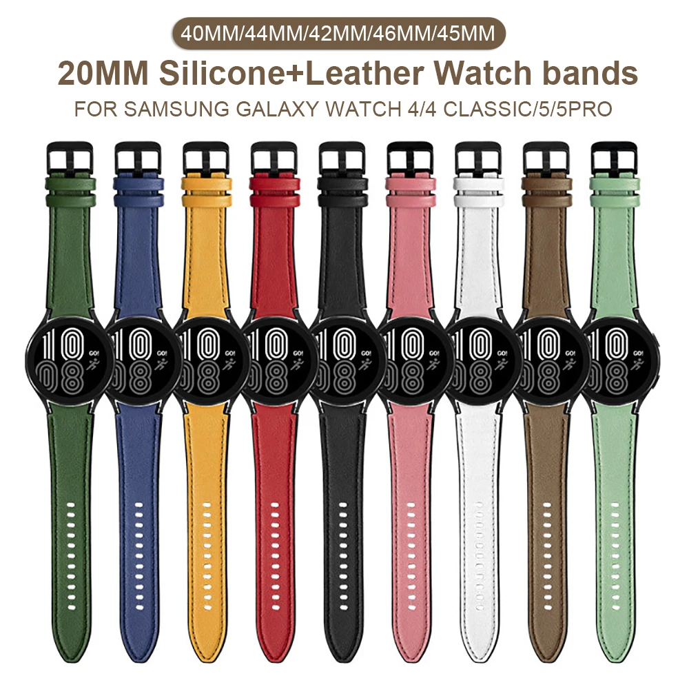 Ремешок силиконовый и кожаный для Samsung Watch 4 5 40 мм 44 мм, браслет для Galaxy Watch 5 Pro 4 Classic 42 мм 46 мм, 20 мм
Ремешок силиконовый и кожаный для Samsung Watch 4 5 40 мм 44 мм, браслет для Galaxy Watch 5 Pro 4 Classic 42 мм 46 мм, 20 мм