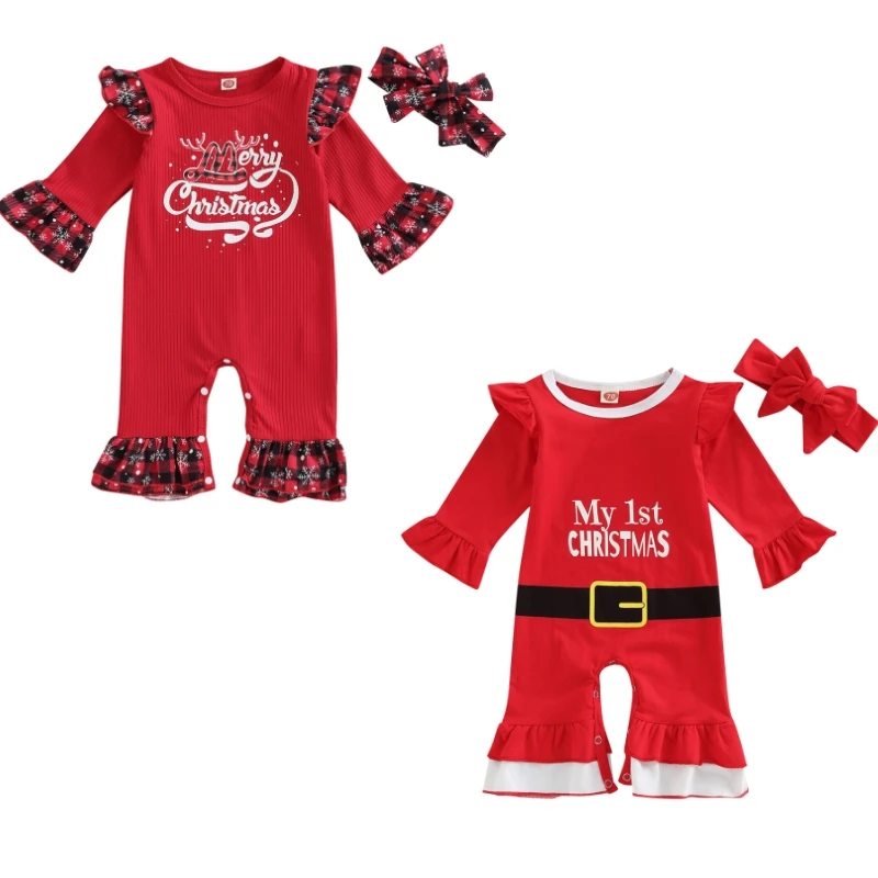 Baby Girls Christmas Outfits Set Long Sleeve Plaid Snow Letters Print Patchwork Romper with Bowknot Headband
Baby Girls Christmas Outfits Set Long Sleeve Plaid Snow Letters Print Patchwork Romper with Bowknot Headband