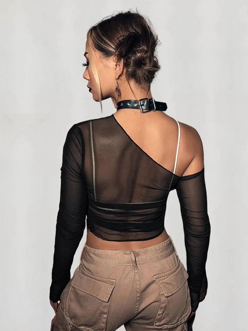 Long Sleeve Sheer Mesh Tee Top for Women Y2K High Street See Through T Shirts 2023 Sexy One Shoulder Spring Summer Streetwear
Long Sleeve Sheer Mesh Tee Top for Women Y2K High Street See Through T Shirts 2023 Sexy One Shoulder Spring Summer Streetwear