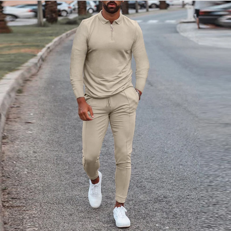 New men's casual suit fall 2021 Long sleeve lapel sweatshirt Solid color tracksuit Men's 2 pieces of sportswear
New men's casual suit fall 2021 Long sleeve lapel sweatshirt Solid color tracksuit Men's 2 pieces of sportswear