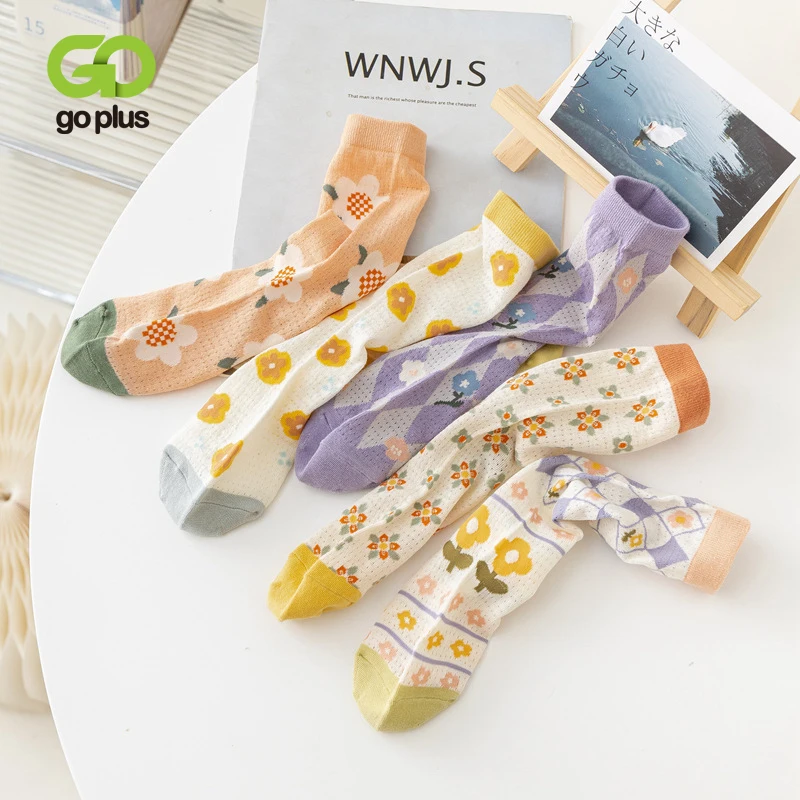 

GOPLUS Socks for Girls Summer Floral Fashion Cute Womens Socks Ladies Korean Short Socks Soquettes Femmes Sokken Vrouwen C50194