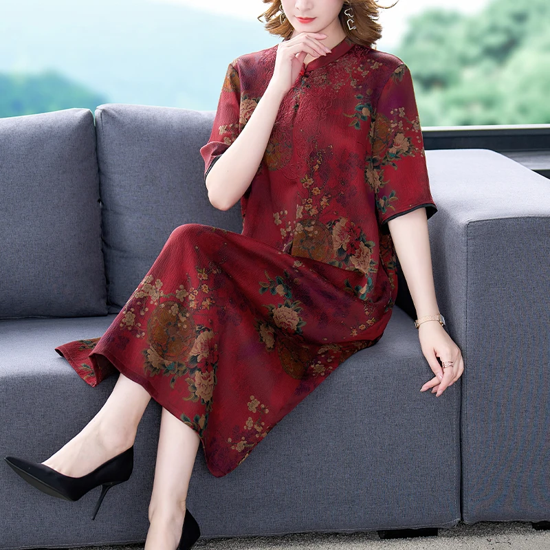 Summer Floral Mulberry Silk Half High Collar Dress Women Korean Vintage Casual Dress 2022 New Elegant Bodycon Short Sleeve Dress
Summer Floral Mulberry Silk Half High Collar Dress Women Korean Vintage Casual Dress 2022 New Elegant Bodycon Short Sleeve Dress