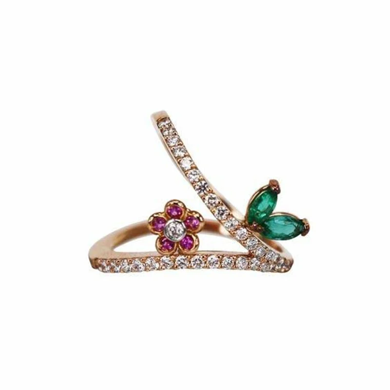 Attractive Women Fashion Rose Gold Color Flower Leaf Geometry Red Green Stone Rings for Women Wedding Engagement Jewelry
Attractive Women Fashion Rose Gold Color Flower Leaf Geometry Red Green Stone Rings for Women Wedding Engagement Jewelry
