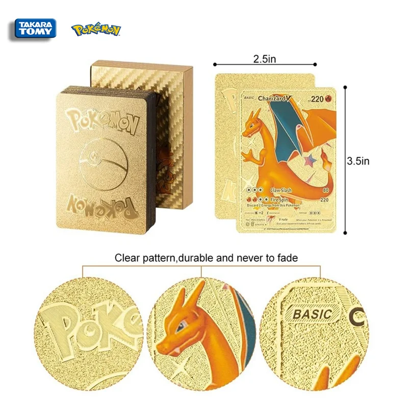 Vmax 55 Pieces/Set Gold Metal Pokemon Cards GX Trainer Rare Battle Collection Pikachu Charizard Energy Cards Kids Card Gift Toys
Vmax 55 Pieces/Set Gold Metal Pokemon Cards GX Trainer Rare Battle Collection Pikachu Charizard Energy Cards Kids Card Gift Toys