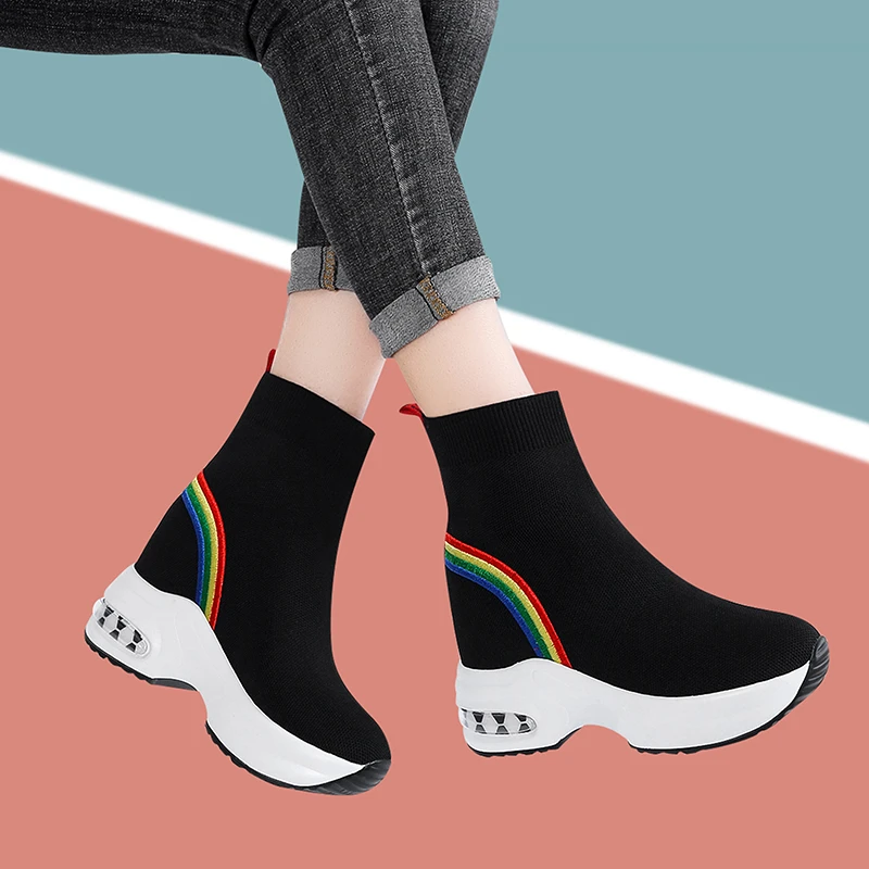 Women Stretch Knitted Sock Boots Light Platform Wedges Heels Ankle Boots Woman 2022 Spring Ladies Sneakers Slip on Female Shoes
Women Stretch Knitted Sock Boots Light Platform Wedges Heels Ankle Boots Woman 2022 Spring Ladies Sneakers Slip on Female Shoes