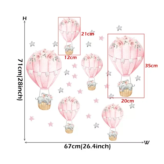 Pink Hot Air Balloon Wall Stickers for Baby Nursery Room Decoration Wall Decals Baby Elephant Home Decoration PVC
Pink Hot Air Balloon Wall Stickers for Baby Nursery Room Decoration Wall Decals Baby Elephant Home Decoration PVC