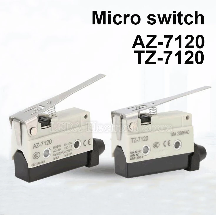 

1Pcs AZ-7120/TZ-7120 Micro Switches 1NO 1NC 250VAC Momentary Microswitch Limit Evice Mini Long Handle Reset Switch