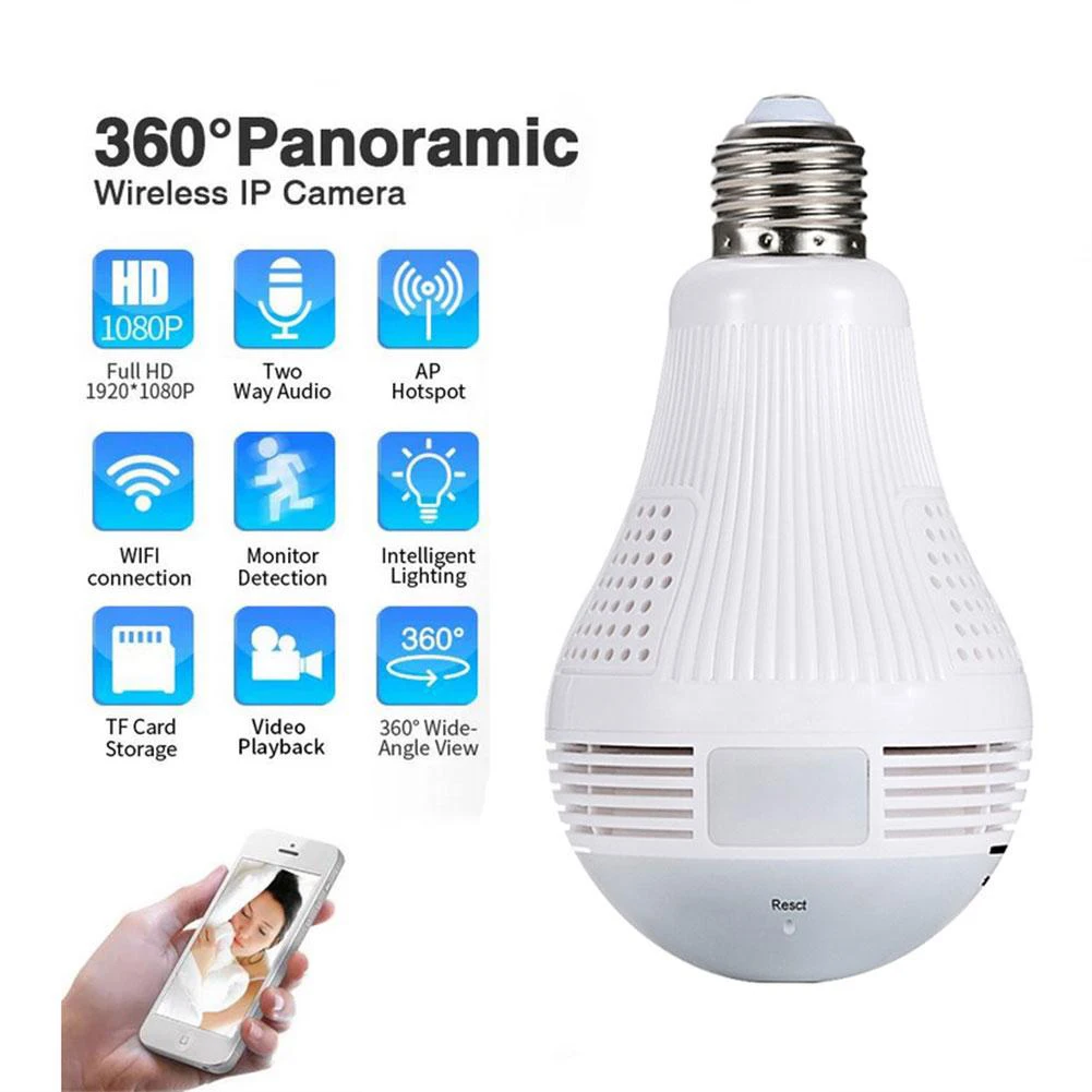 1080P 2MP WiFi IP Camera Light 360 Degree Panoramic Lamp Outdoor Video Surveillance Fisheye HD Night Vision Security Camera Cam
1080P 2MP WiFi IP Camera Light 360 Degree Panoramic Lamp Outdoor Video Surveillance Fisheye HD Night Vision Security Camera Cam