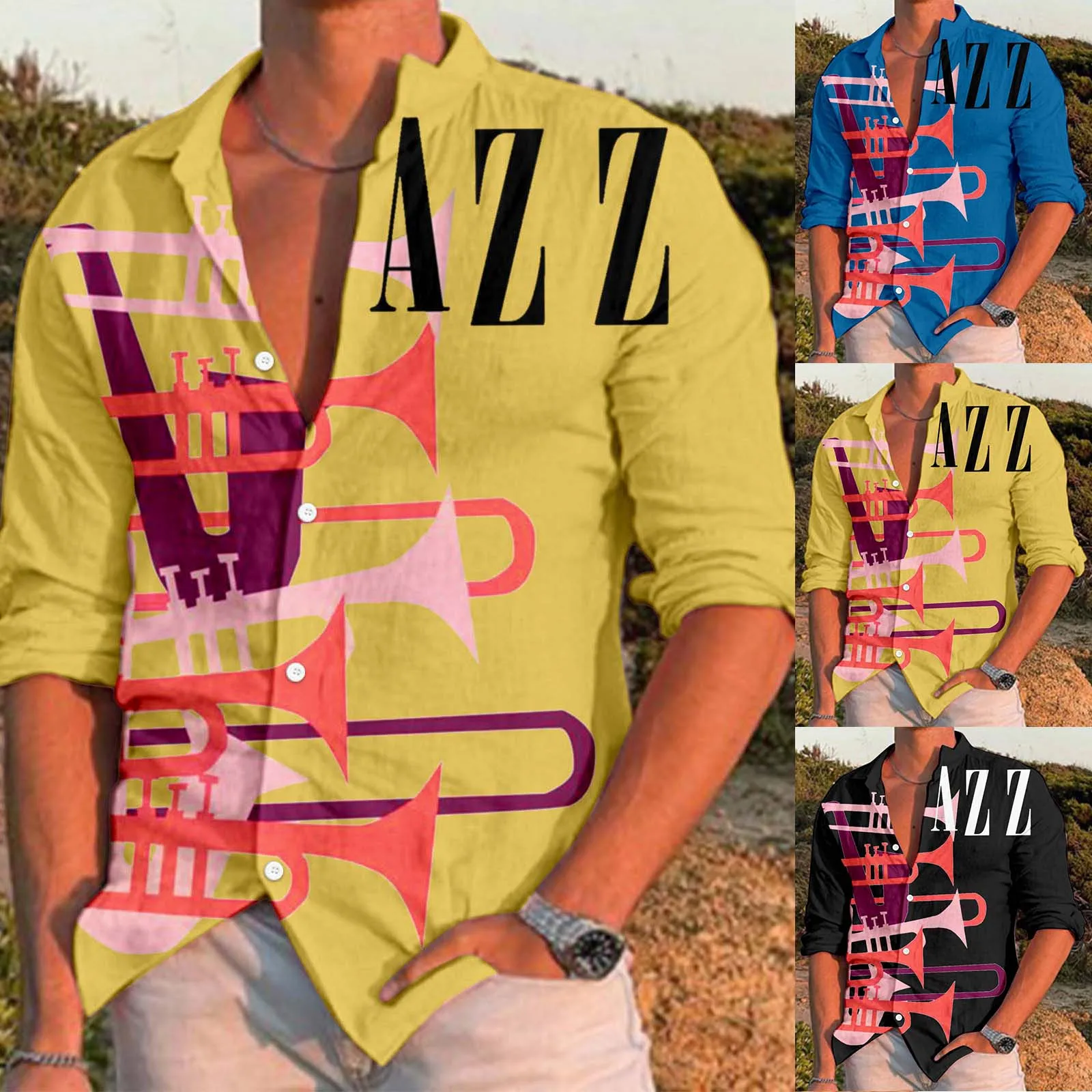 Sweaters Men Male Casual Music Print Shirt Long Sleeve Turn Down Collar Shirt Cool Button up Shirts Mens Shirts Packs
Sweaters Men Male Casual Music Print Shirt Long Sleeve Turn Down Collar Shirt Cool Button up Shirts Mens Shirts Packs