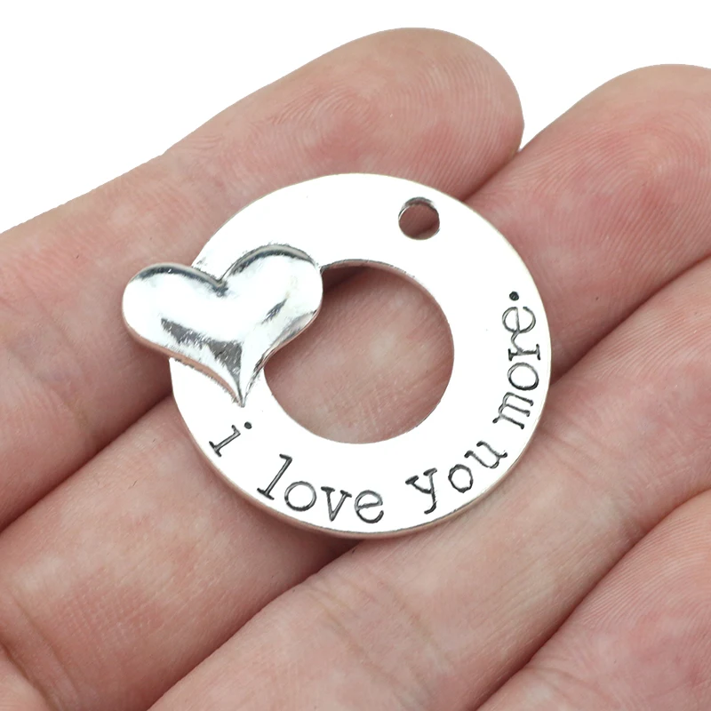 High Quality 10 Pieces/Lot Diameter 30mm Antique Silver Plated I love you more Charms Pendants
High Quality 10 Pieces/Lot Diameter 30mm Antique Silver Plated I love you more Charms Pendants