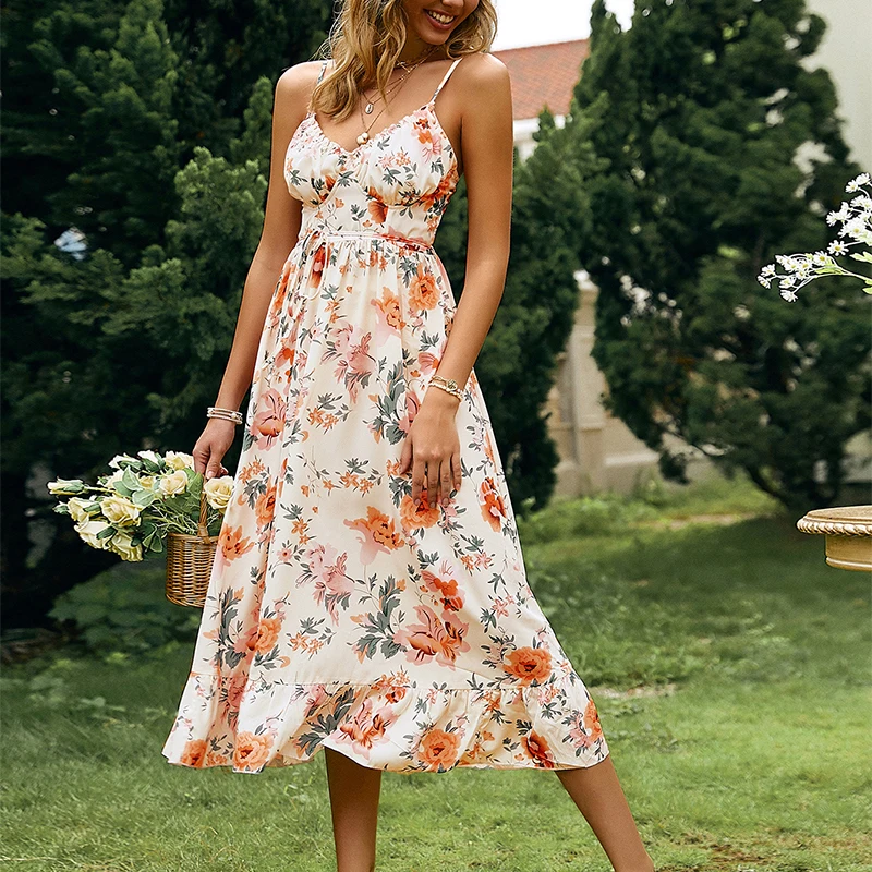 Women Floral Dress Sleeveless V Neck High Waist Slimming Casual Party Party A-Lined Midi with Waistband
Women Floral Dress Sleeveless V Neck High Waist Slimming Casual Party Party A-Lined Midi with Waistband