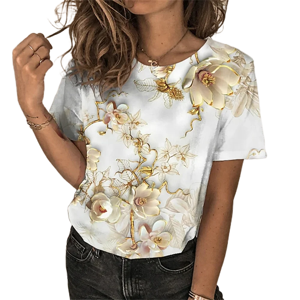2023 Summer Women's Flower Pattern 3D Printing T-shirt Fashion Casual Harajuku Short Sleeve Y2K Girl Top Street O-Neck T-shirt
2023 Summer Women's Flower Pattern 3D Printing T-shirt Fashion Casual Harajuku Short Sleeve Y2K Girl Top Street O-Neck T-shirt