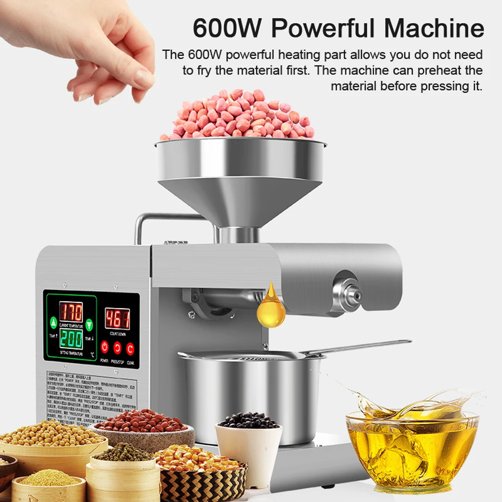 Oil Press Automatic Household Sunflower FLaxseed Oil Extractor Peanut Oil Press Cold Press Oil Machine 600W Display
Oil Press Automatic Household Sunflower FLaxseed Oil Extractor Peanut Oil Press Cold Press Oil Machine 600W Display