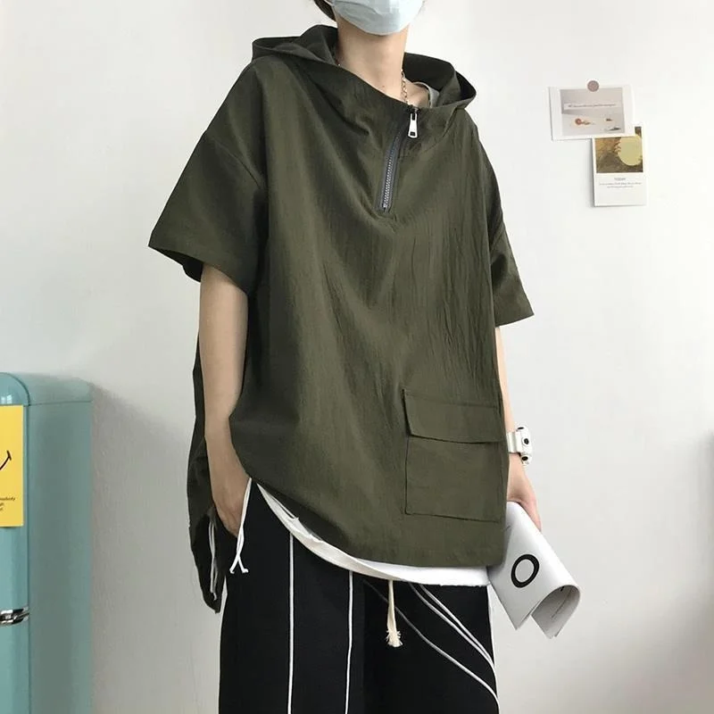 Men's Top 2022 Summer Short-sleeved T-shirt Sweater Men's and Women's Trend Loose Half-sleeved Hooded Top All-match Retro Jacket
Men's Top 2022 Summer Short-sleeved T-shirt Sweater Men's and Women's Trend Loose Half-sleeved Hooded Top All-match Retro Jacket