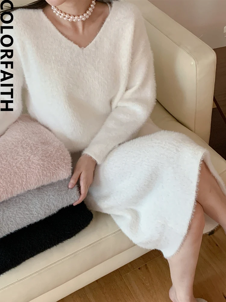 Colorfaith New 2022 Chic Korean Fashion Knitting Fake Mink Cashmere Elegant Women's Autumn Winter Vintage Long Dresses DR5081JX
Colorfaith New 2022 Chic Korean Fashion Knitting Fake Mink Cashmere Elegant Women's Autumn Winter Vintage Long Dresses DR5081JX