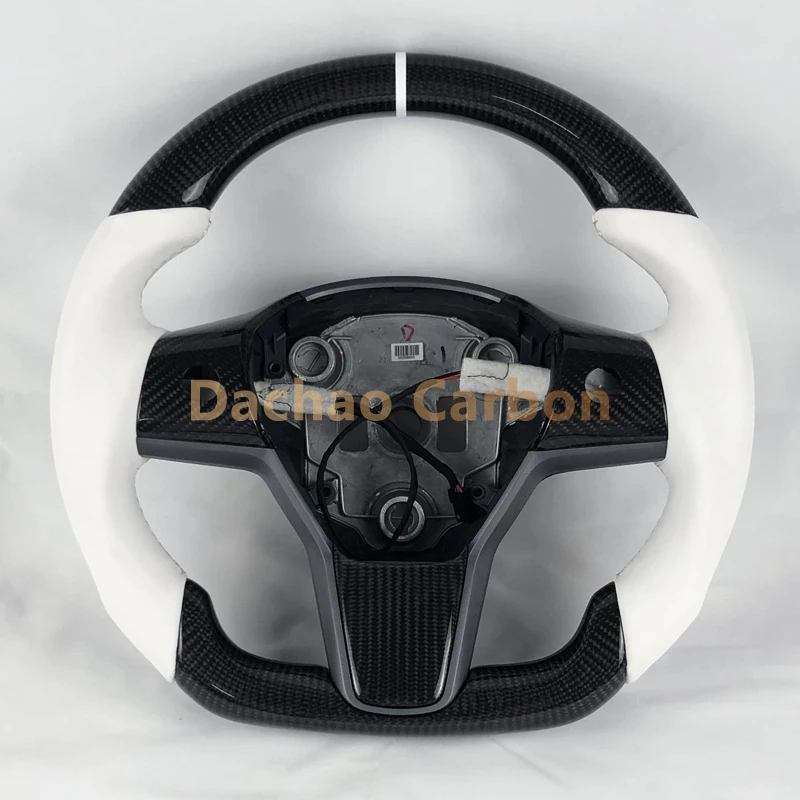 Real Carbon Fiber Steering Wheel for Tesla Model 3 Model Y with White Leather Custom Style
Real Carbon Fiber Steering Wheel for Tesla Model 3 Model Y with White Leather Custom Style