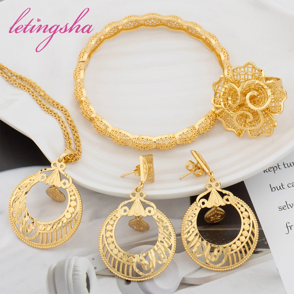 African Gold Color Necklace Rings Jewelry Fashion Weddings Earrings Bangle Set For Dubai Classic Ethiopian Jewelry Party Gifts
African Gold Color Necklace Rings Jewelry Fashion Weddings Earrings Bangle Set For Dubai Classic Ethiopian Jewelry Party Gifts