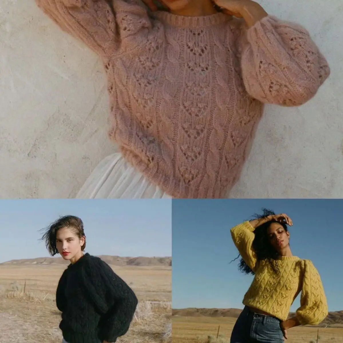 2023 Fall/Winter New wool-blend knit pullover vintage quered crochet puff sleeve pullover sweater
2023 Fall/Winter New wool-blend knit pullover vintage quered crochet puff sleeve pullover sweater