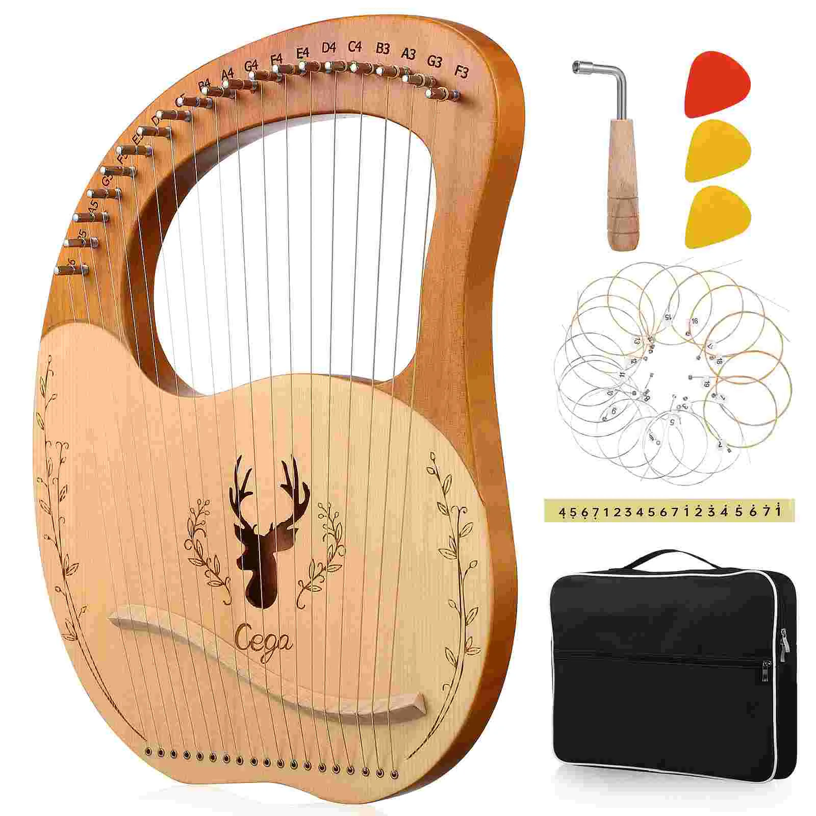 Lyre Leire Harp Set Metal Strings Black Suit Wooden Musical Instrument Tuning Key Accessories Portable
Lyre Leire Harp Set Metal Strings Black Suit Wooden Musical Instrument Tuning Key Accessories Portable
