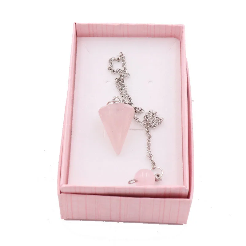 Fashion Conical Pendulum Natural Stone Taper Pendulums Silver Color Chain Crystal Pendants For Dowsing Spiritual Reiki Jewelry 
Fashion Conical Pendulum Natural Stone Taper Pendulums Silver Color Chain Crystal Pendants For Dowsing Spiritual Reiki Jewelry