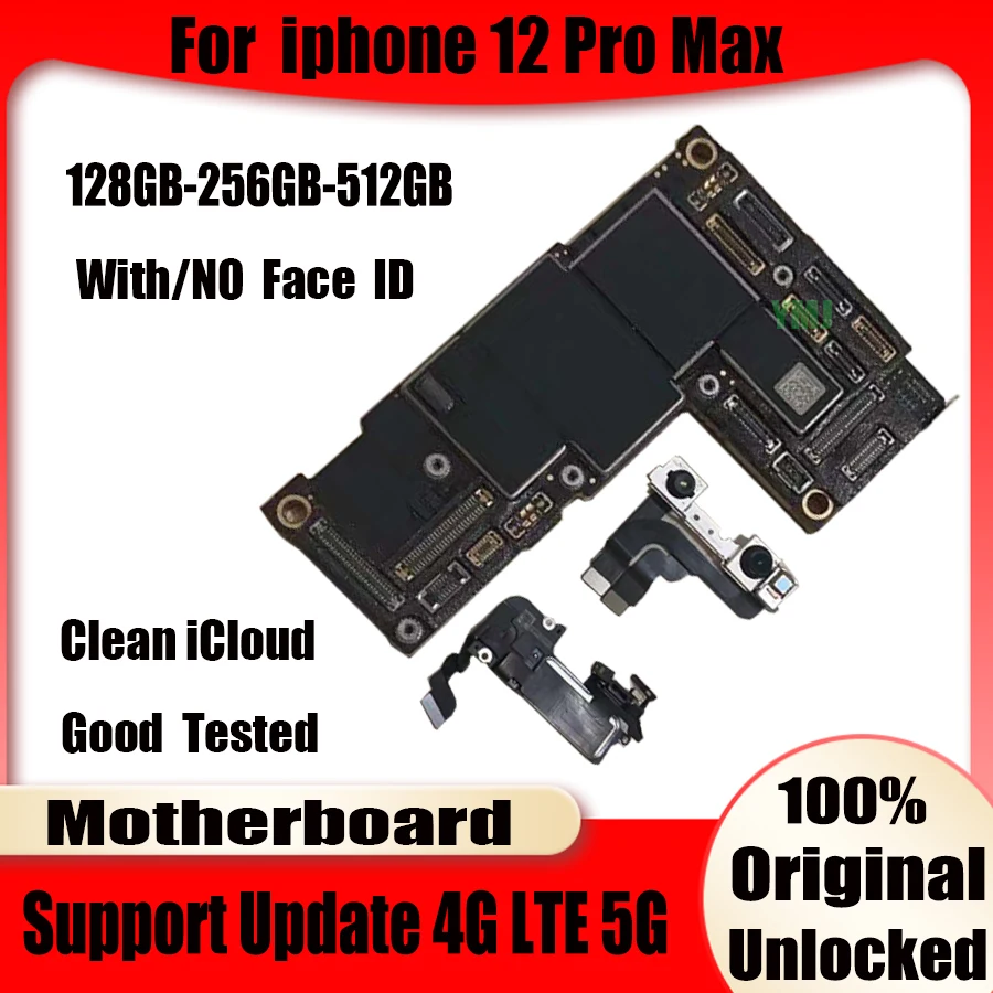 No icloud For iPhone 12 Pro max Motherboard 128-256GB 100% Original Unlock Full Chips Good Tested logic board With/No Face ID
No icloud For iPhone 12 Pro max Motherboard 128-256GB 100% Original Unlock Full Chips Good Tested logic board With/No Face ID