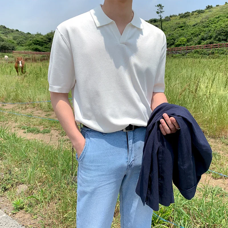 Knitted Polo Shirt Mens Solid Color Short Sleeve Tee Shirt Korean Fashion Casual Lapel Tops Summer Men's Clothes 2022 Camisetas
Knitted Polo Shirt Mens Solid Color Short Sleeve Tee Shirt Korean Fashion Casual Lapel Tops Summer Men's Clothes 2022 Camisetas