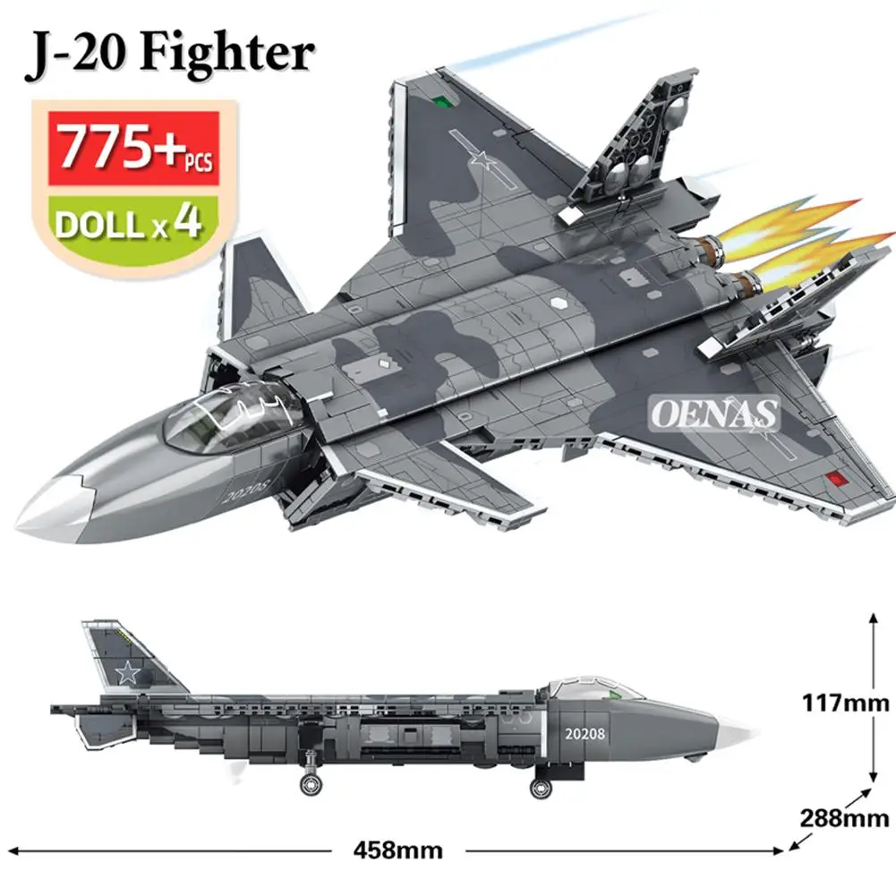 775 Pcs Military J-20 Fighter Building Blocks Airplane Modern Army War Aircraft DIY Model Educational Kid Boys Toy Gift
775 Pcs Military J-20 Fighter Building Blocks Airplane Modern Army War Aircraft DIY Model Educational Kid Boys Toy Gift