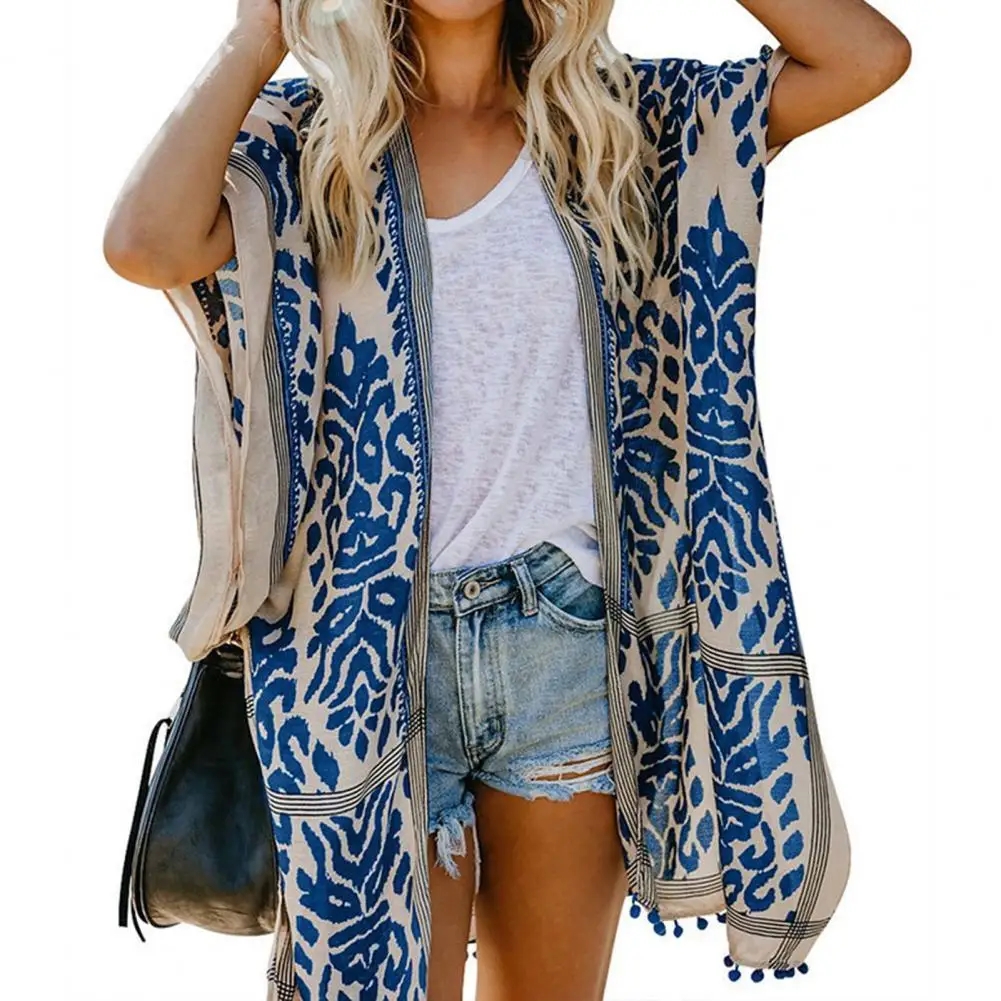 Tassle Ball Sun Protection Swimsuit Cardigan Half Sleeve Women Boho Printed Beach Cover Up for Beach
Tassle Ball Sun Protection Swimsuit Cardigan Half Sleeve Women Boho Printed Beach Cover Up for Beach