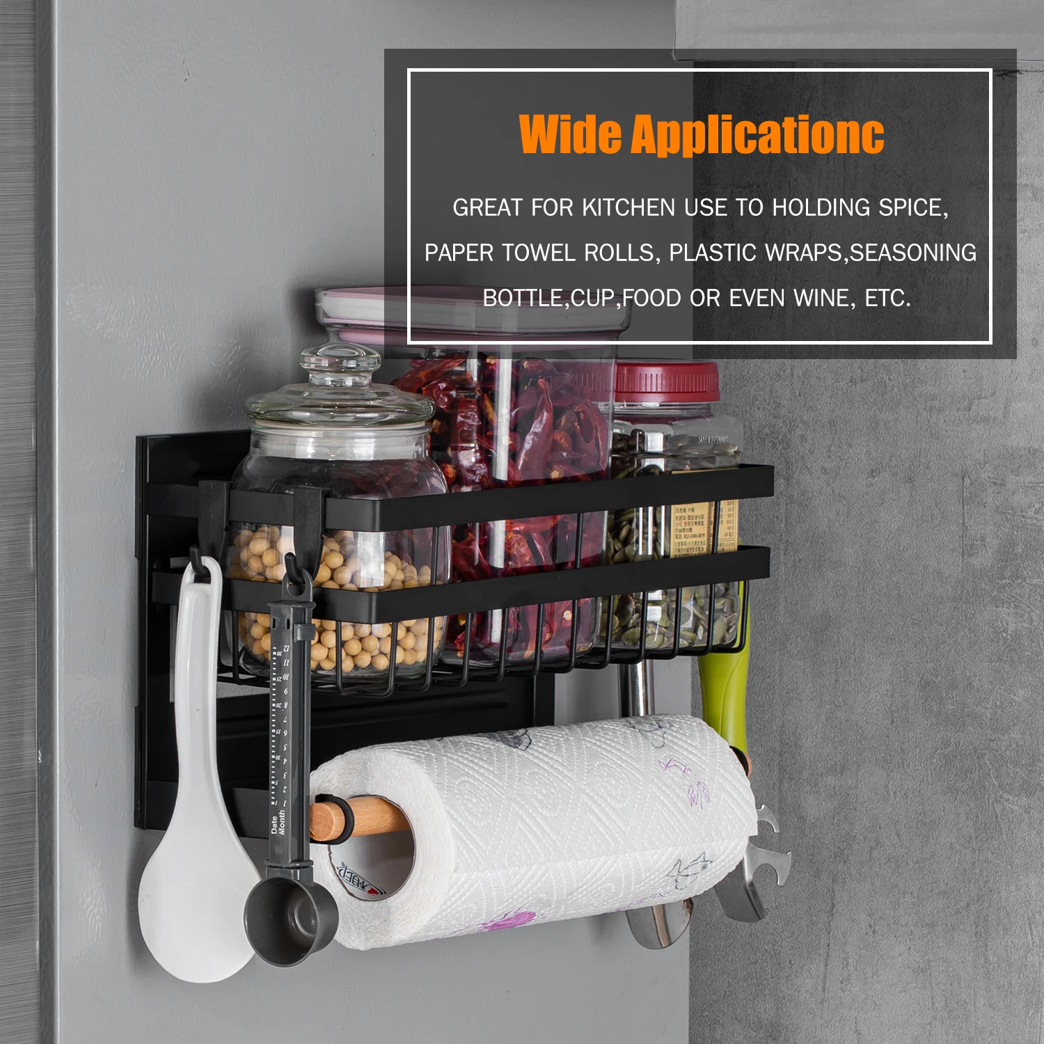 Refrigerator magnet side hanger kitchen towel rack rack magnetic roll carton plastic wrap storage rack
Refrigerator magnet side hanger kitchen towel rack rack magnetic roll carton plastic wrap storage rack