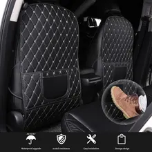 PU Leather Anti-Child-Kick Pad for Car Waterproof Seat Back Protector Cover with Storage Bag Universal Auto Anti Mud Dirt Pads