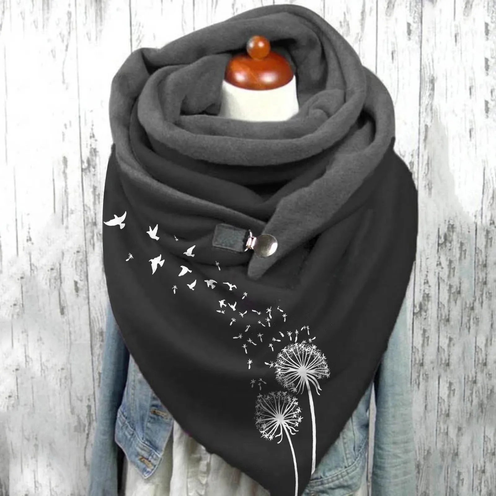 Winter Women Buttons Wraps Scarf Soft Shawls Dandelion Print Casual Warm Scarves Retro Female Shawl Thick Blanket wholesale Gift 
Winter Women Buttons Wraps Scarf Soft Shawls Dandelion Print Casual Warm Scarves Retro Female Shawl Thick Blanket wholesale Gift