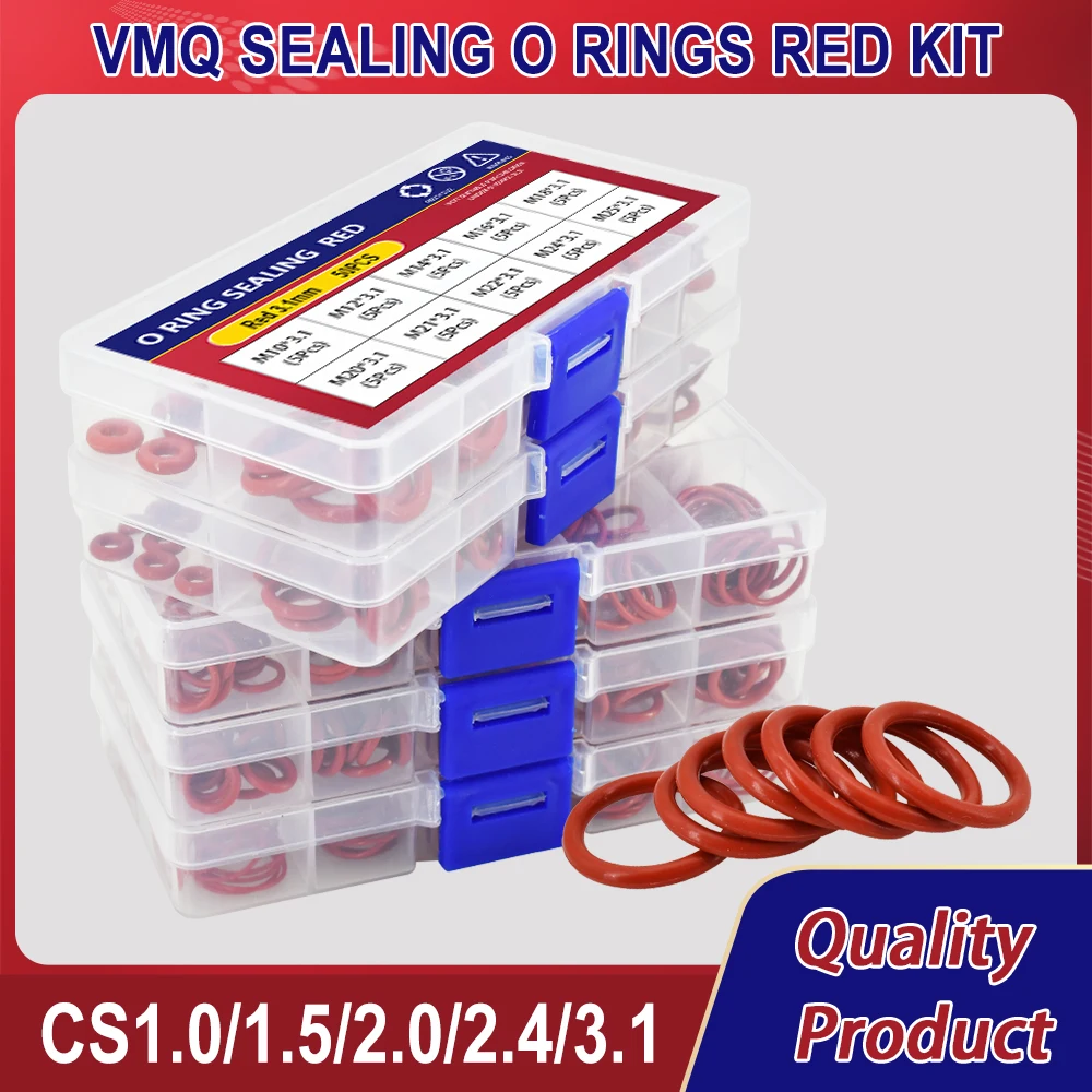 CS1.0/1.5/2.0/2.4/3.1 Red Silicone O Rings Kit VMQ Sealing Washer Gaskets Waterproof Oil Resistant and High Temperature Oring
CS1.0/1.5/2.0/2.4/3.1 Red Silicone O Rings Kit VMQ Sealing Washer Gaskets Waterproof Oil Resistant and High Temperature Oring