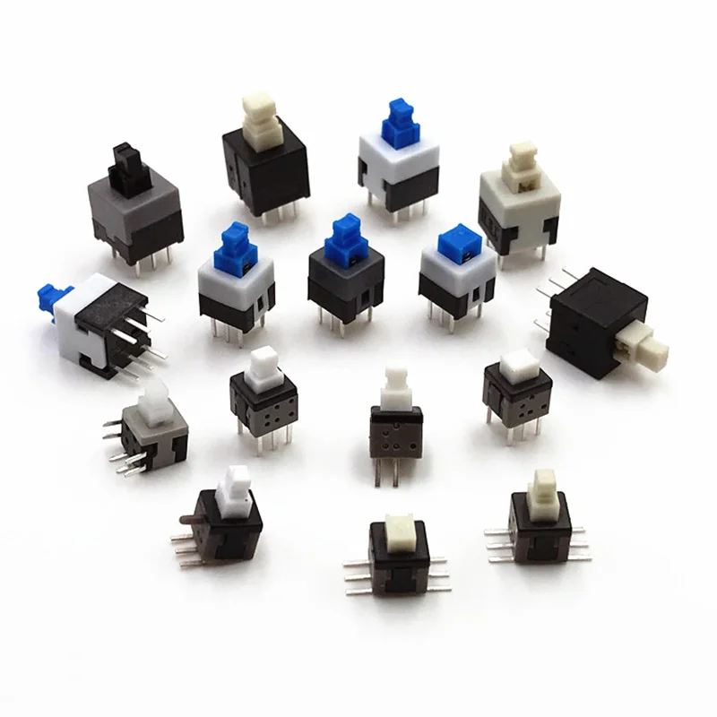 50pcs 6 Pin Button Switches 5.8*5.8 7*7 8*8 8.5*8.5mm Self Locking/without Lock Push Tactile Power Micro Switch Kit
50pcs 6 Pin Button Switches 5.8*5.8 7*7 8*8 8.5*8.5mm Self Locking/without Lock Push Tactile Power Micro Switch Kit