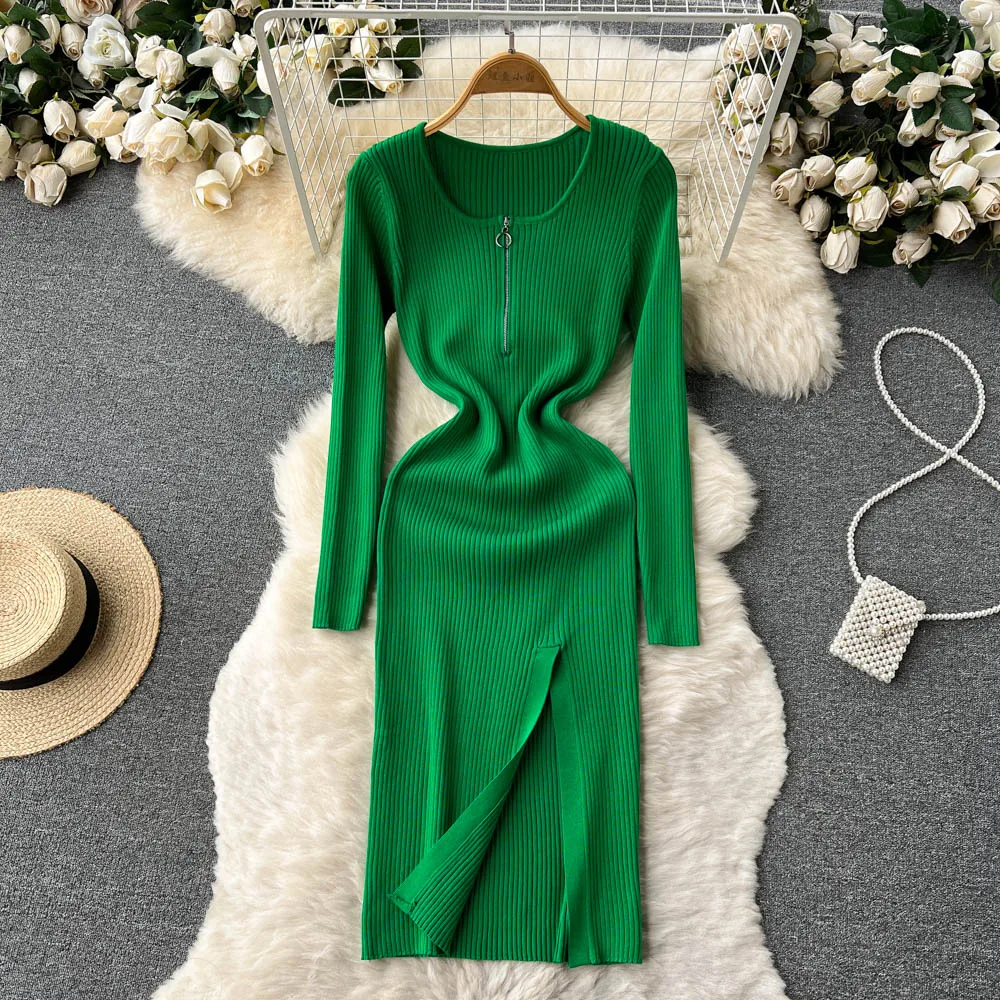 Ladies High Waist Holiday Long Sleeve Vacation Party Clothes Vintage Knitting Solid Square Neck Green Vestidos Elegant Dress
Ladies High Waist Holiday Long Sleeve Vacation Party Clothes Vintage Knitting Solid Square Neck Green Vestidos Elegant Dress