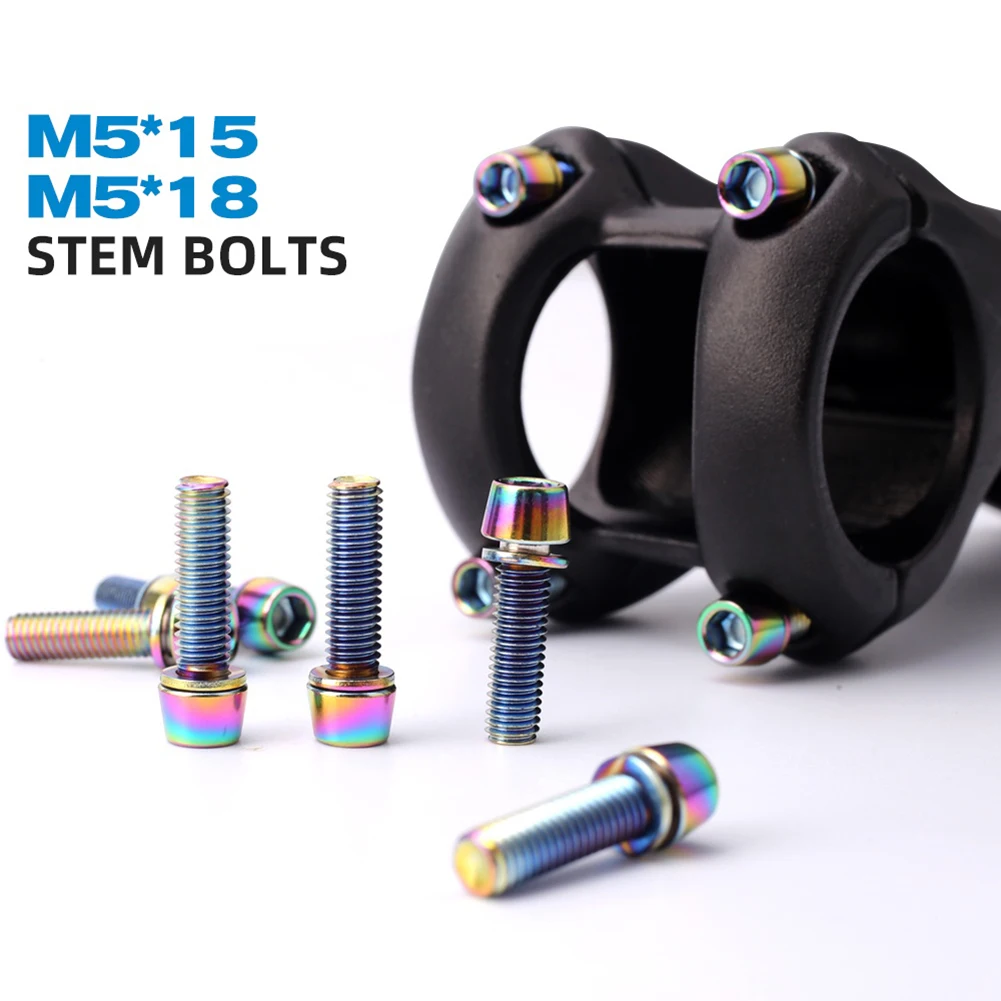 6Pcs M5 * 18 15mm Bolt Screw with Gasket For MTB Road Bicycle Stem and Bottle Handlebar Bolts Rack Rainbow Super High Quality
6Pcs M5 * 18 15mm Bolt Screw with Gasket For MTB Road Bicycle Stem and Bottle Handlebar Bolts Rack Rainbow Super High Quality