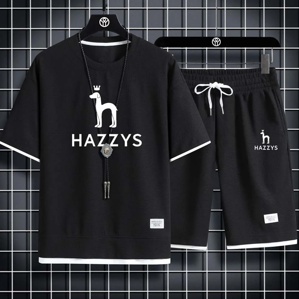 Summer hot men's T-shirt + shorts suit men's sports suit brand Hazzys printed casual fashion cotton short sleeve T-shirt suit
Summer hot men's T-shirt + shorts suit men's sports suit brand Hazzys printed casual fashion cotton short sleeve T-shirt suit