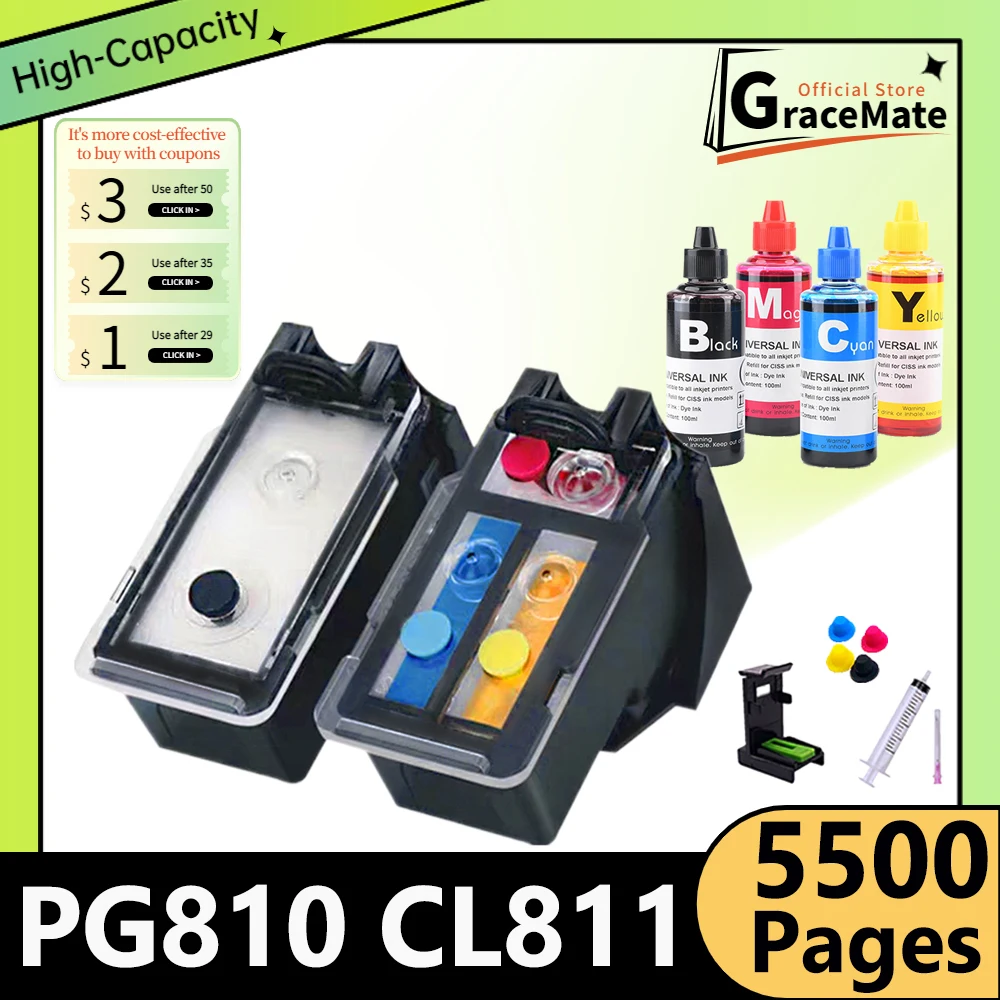 PG810 CL811 Pixma iP2770 iP2772 MX328 MX338 MX347 MX357 MX366 MX416 MX426 Printer Replacement Cartridge for Canon pg810 cl811
PG810 CL811 Pixma iP2770 iP2772 MX328 MX338 MX347 MX357 MX366 MX416 MX426 Printer Replacement Cartridge for Canon pg810 cl811