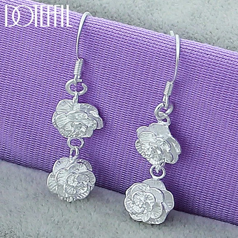 DOTEFFIL 925 Sterling Silver Rose Flower Drop Earrings For Woman Wedding Engagement Fashion Party Charm Jewelry
DOTEFFIL 925 Sterling Silver Rose Flower Drop Earrings For Woman Wedding Engagement Fashion Party Charm Jewelry