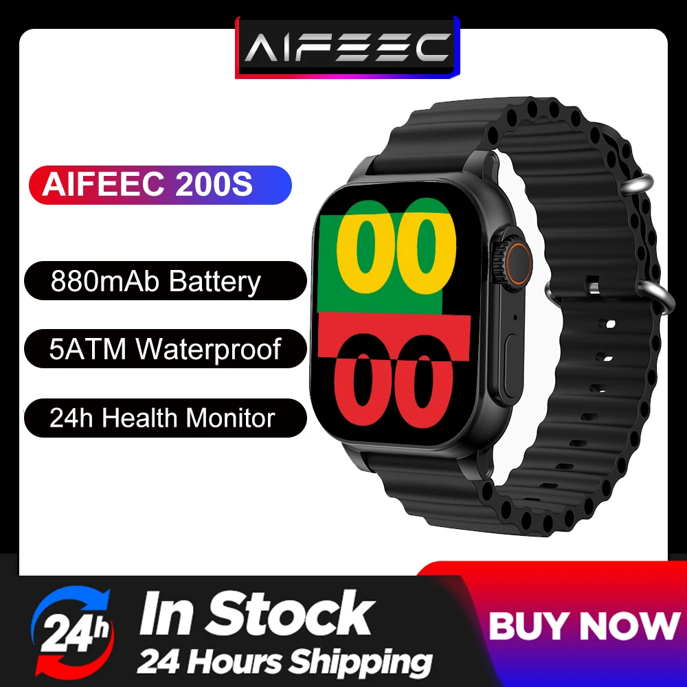 Aifeec 200S Ultra Smart Watch 880mAh Battery 5ATM Waterproof Swimming Bluetooth Call Rugged Smartwatch Series 8 for IOS Android
Aifeec 200S Ultra Smart Watch 880mAh Battery 5ATM Waterproof Swimming Bluetooth Call Rugged Smartwatch Series 8 for IOS Android