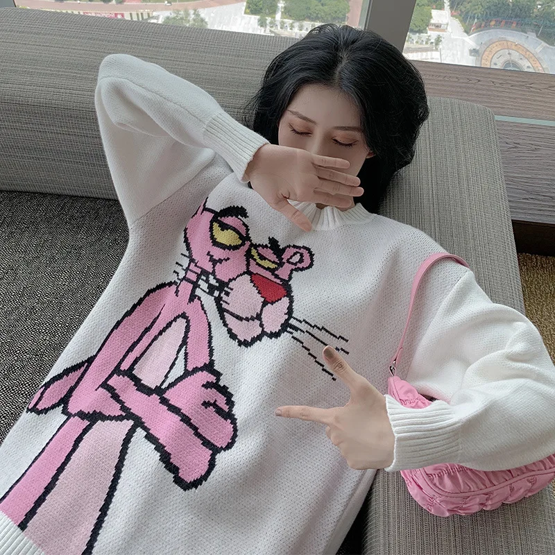 URIOR 2023 Fashion Pink Leopard Pattern Sweater Women Loose Mid Length Thick Autumn Winter Cute Cartoon Pattern Knitted Pullover
URIOR 2023 Fashion Pink Leopard Pattern Sweater Women Loose Mid Length Thick Autumn Winter Cute Cartoon Pattern Knitted Pullover