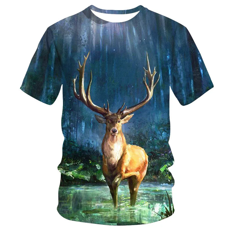 Wild deer print T-shirt children's personality summer new round neck top t-shirts child children's clothing for boy
Wild deer print T-shirt children's personality summer new round neck top t-shirts child children's clothing for boy