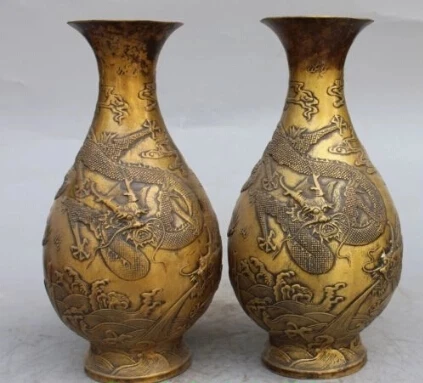 RHS0196 10" Marked Chinese Bronze Gilt Dragon Beast Flower Vase Bowl Pot Pair Statue
RHS0196 10" Marked Chinese Bronze Gilt Dragon Beast Flower Vase Bowl Pot Pair Statue