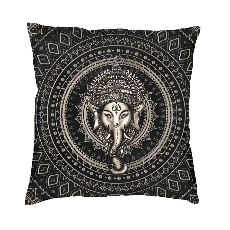 

Modern Lord Ganesha Mandala Cushion Cover for Sofa Soft Indian Elephant God Throw Pillow Case Living Room Decoration Pillowcase