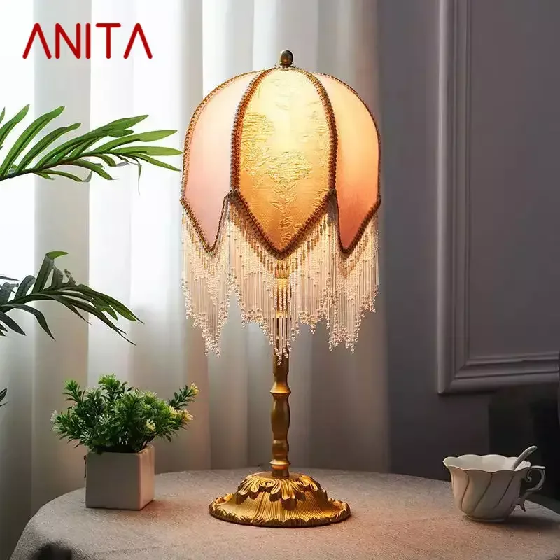 ANITA French Tassels Table Lamp American Retro Living Room Bedroom Villa European Pastoral Creative Desk Light 
ANITA French Tassels Table Lamp American Retro Living Room Bedroom Villa European Pastoral Creative Desk Light