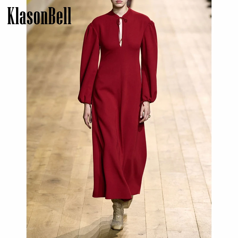 9.6 KlasonBell Temperament Claret Puff Sleeve V-Neck Lace-Up Design Elegant Slim Midi Dress Women
9.6 KlasonBell Temperament Claret Puff Sleeve V-Neck Lace-Up Design Elegant Slim Midi Dress Women