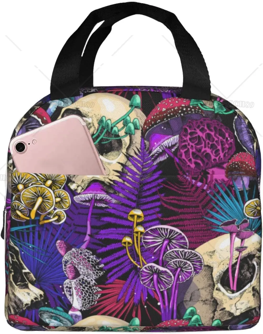 Изолированные сумки для ланча с изображением черепа, Женская многоразовая водонепроницаемая сумка-тоут, многофункциональные контейнеры для ланча для работы и улицы 
Изолированные сумки для ланча с изображением черепа, Женская многоразовая водонепроницаемая сумка-тоут, многофункциональные контейнеры для ланча для работы и улицы